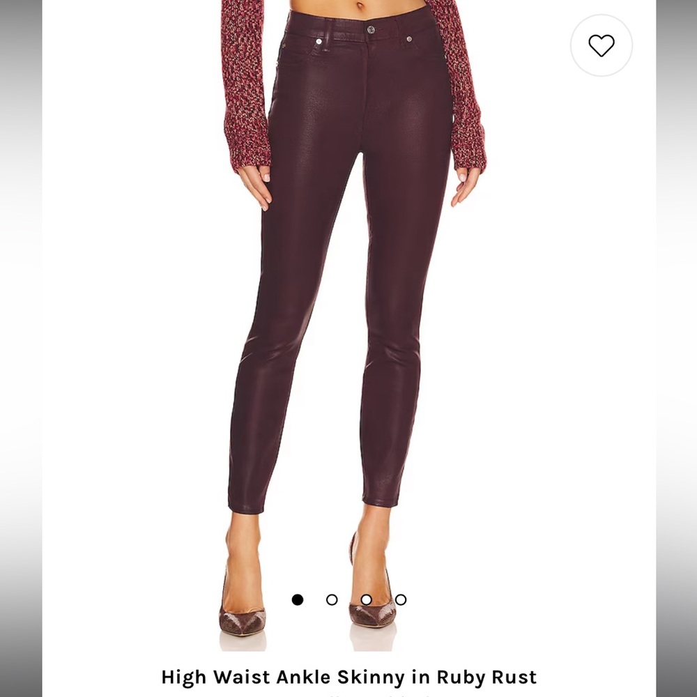 High waist ankle skinny jeans in ruby rust
